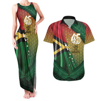 Personalised Long Live Vanuatu Independence Day Couples Matching Tank Maxi Dress and Hawaiian Shirt 45th Anniversary Woven Pattern - Polynesian Pride