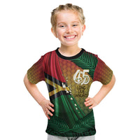 Personalised Long Live Vanuatu Independence Day Kid T Shirt 45th Anniversary Woven Pattern - Polynesian Pride