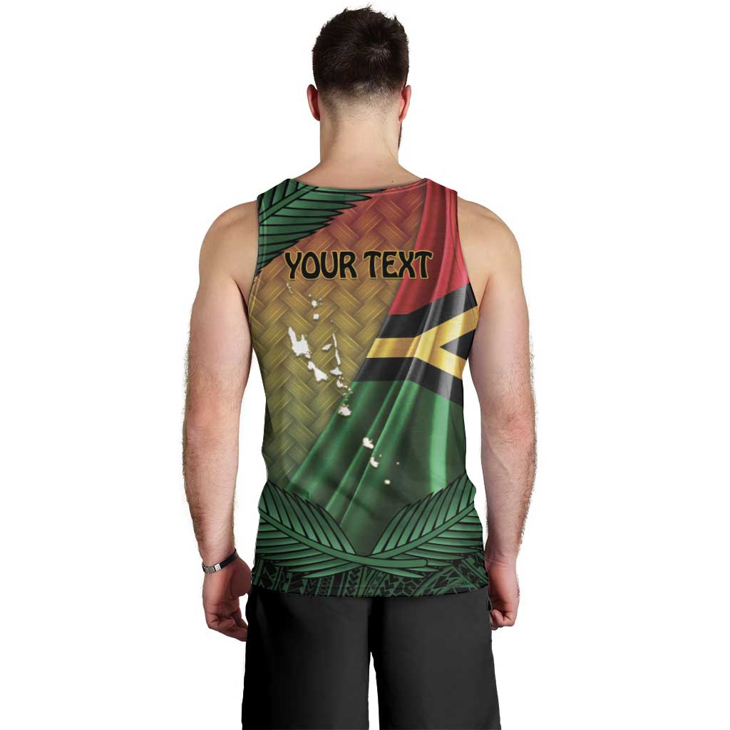 Personalised Long Live Vanuatu Independence Day Men Tank Top 45th Anniversary Woven Pattern - Polynesian Pride