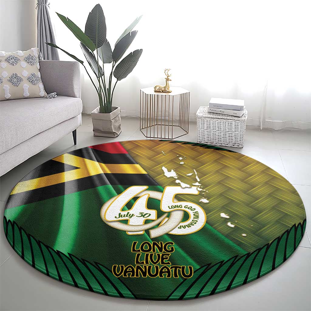 Long Live Vanuatu Independence Day Round Carpet 45th Anniversary Woven Pattern - Polynesian Pride