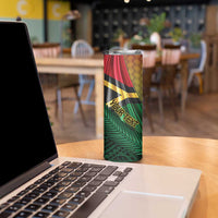 Personalised Long Live Vanuatu Independence Day Skinny Tumbler 45th Anniversary Woven Pattern - Polynesian Pride
