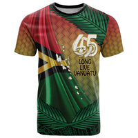 Personalised Long Live Vanuatu Independence Day T Shirt 45th Anniversary Woven Pattern - Polynesian Pride