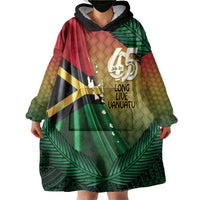 Personalised Long Live Vanuatu Independence Day Wearable Blanket Hoodie 45th Anniversary Woven Pattern - Polynesian Pride