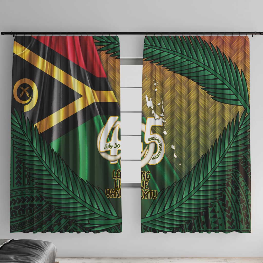 Long Live Vanuatu Independence Day Window Curtain 45th Anniversary Woven Pattern - Polynesian Pride
