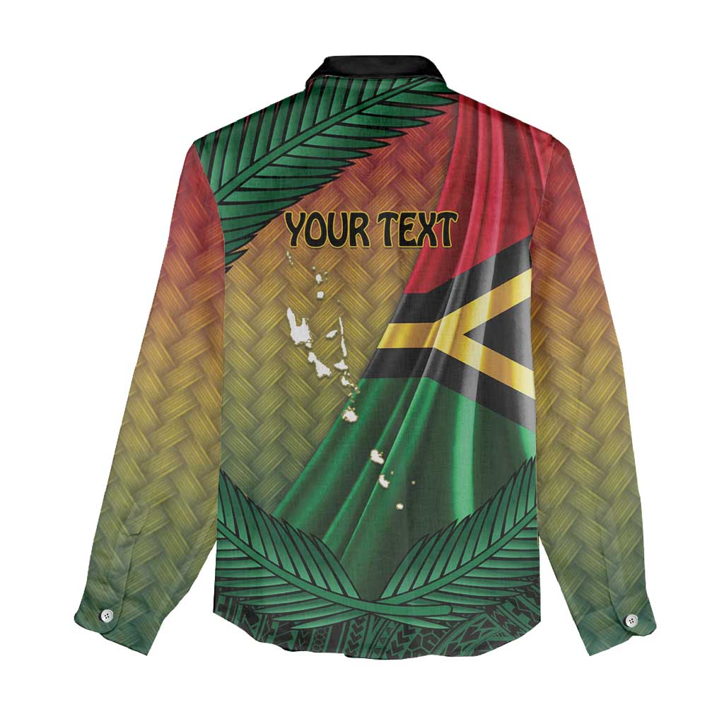 Personalised Long Live Vanuatu Independence Day Women Casual Shirt 45th Anniversary Woven Pattern - Polynesian Pride
