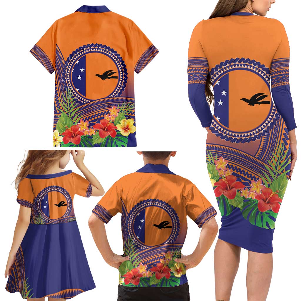 PNG New Ireland Province Family Matching Long Sleeve Bodycon Dress and Hawaiian Shirt Niu Ailan Necklace Polynesian Tattoo - Polynesian Pride