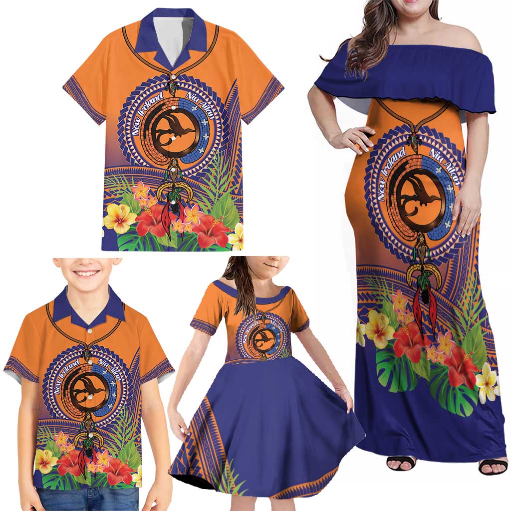 PNG New Ireland Province Family Matching Off Shoulder Maxi Dress and Hawaiian Shirt Niu Ailan Necklace Polynesian Tattoo - Polynesian Pride