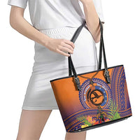 PNG New Ireland Province Leather Tote Bag Niu Ailan Necklace Polynesian Tattoo - Polynesian Pride