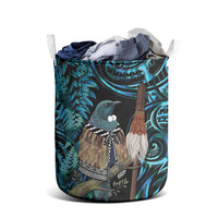 New Zealand Tui Bird Taiaha Laundry Basket Maori Weapon Paua Shell Mix Silver Fern LT14 - Polynesian Pride