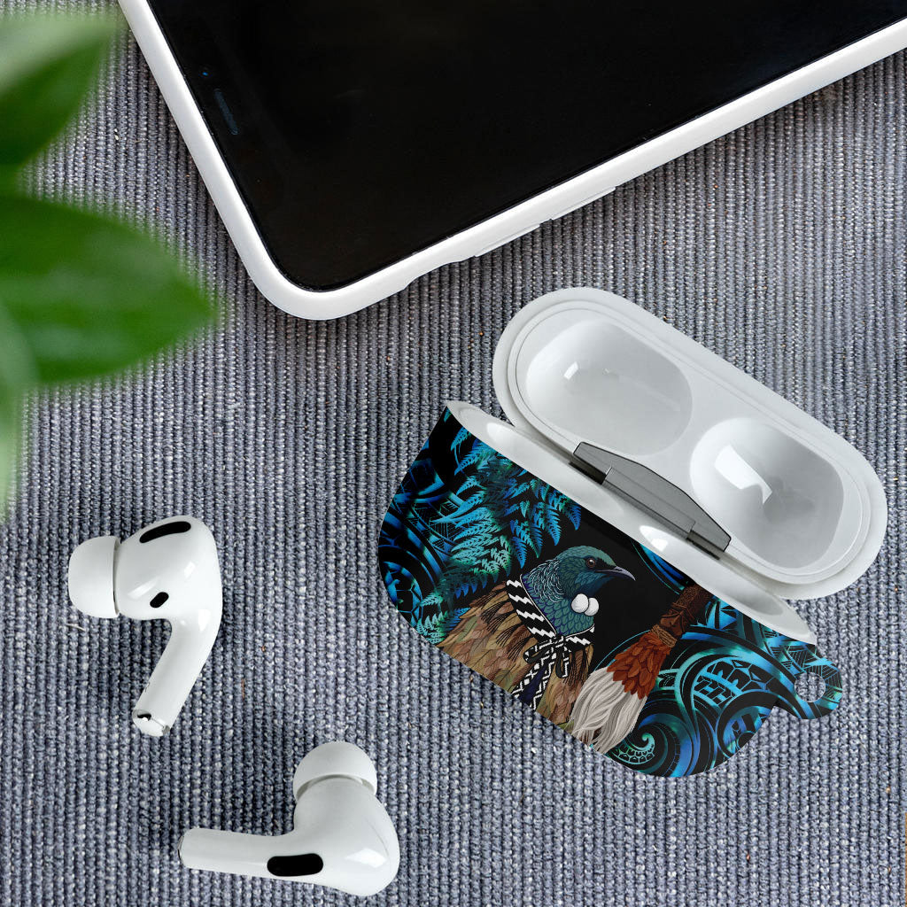 New Zealand Tui Bird Taiaha AirPods Case Maori Weapon Paua Shell Mix Silver Fern LT14 - Polynesian Pride