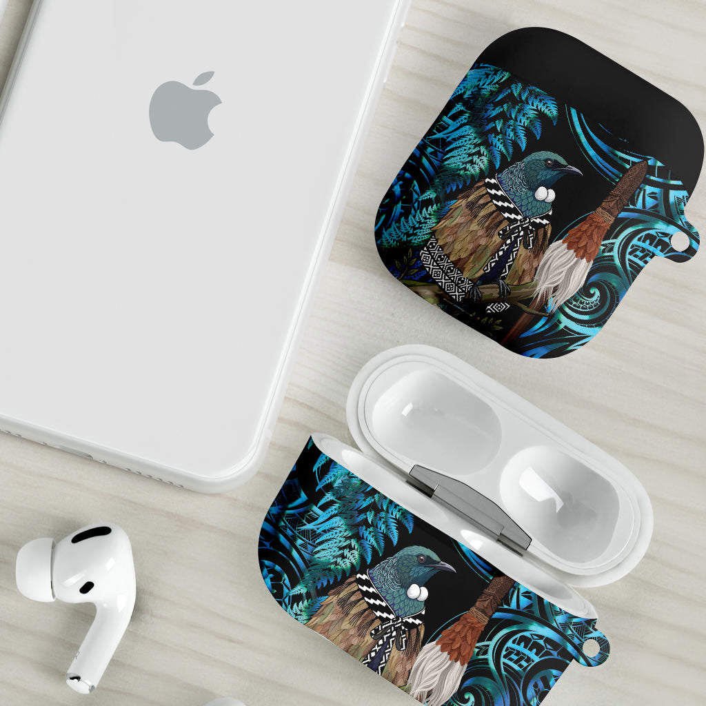 New Zealand Tui Bird Taiaha AirPods Case Maori Weapon Paua Shell Mix Silver Fern LT14 - Polynesian Pride