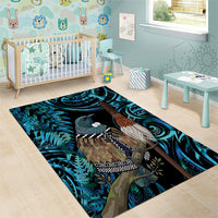 New Zealand Tui Bird Taiaha Area Rug Maori Weapon Paua Shell Mix Silver Fern LT14 - Polynesian Pride