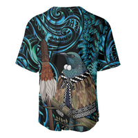 New Zealand Tui Bird Taiaha Baseball Jersey Maori Weapon Paua Shell Mix Silver Fern LT14 - Polynesian Pride