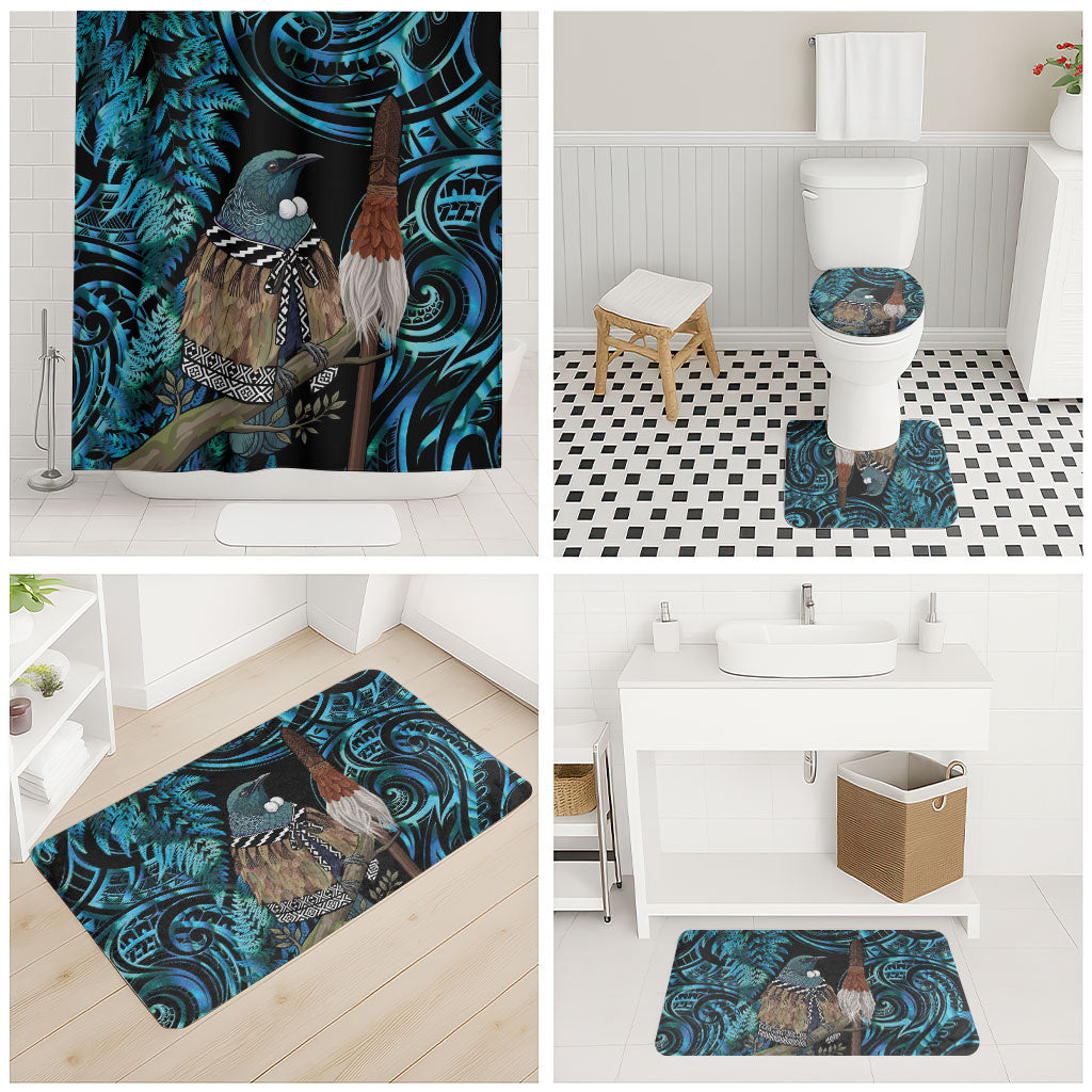 New Zealand Tui Bird Taiaha Bathroom Set Maori Weapon Paua Shell Mix Silver Fern LT14 - Polynesian Pride