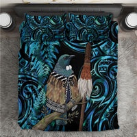 New Zealand Tui Bird Taiaha Bedding Set Maori Weapon Paua Shell Mix Silver Fern LT14 Turquoise - Polynesian Pride