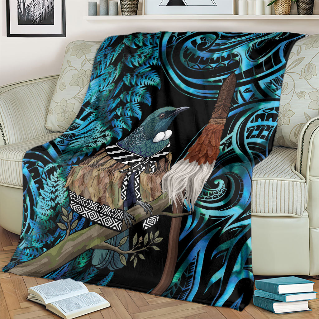 New Zealand Tui Bird Taiaha Blanket Maori Weapon Paua Shell Mix Silver Fern LT14 - Polynesian Pride