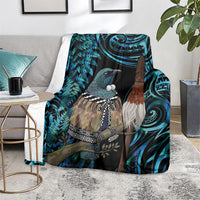 New Zealand Tui Bird Taiaha Blanket Maori Weapon Paua Shell Mix Silver Fern LT14 - Polynesian Pride