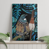 New Zealand Tui Bird Taiaha Canvas Wall Art Maori Weapon Paua Shell Mix Silver Fern LT14 - Polynesian Pride