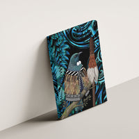 New Zealand Tui Bird Taiaha Canvas Wall Art Maori Weapon Paua Shell Mix Silver Fern LT14 - Polynesian Pride