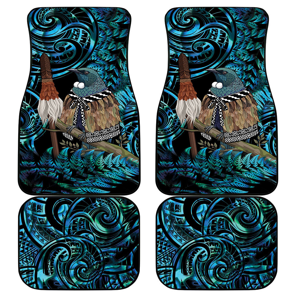 New Zealand Tui Bird Taiaha Car Mats Maori Weapon Paua Shell Mix Silver Fern LT14 - Polynesian Pride