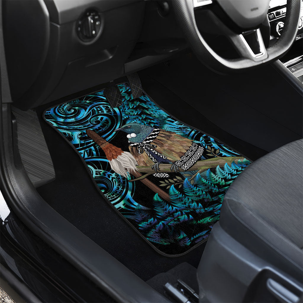 New Zealand Tui Bird Taiaha Car Mats Maori Weapon Paua Shell Mix Silver Fern LT14 - Polynesian Pride