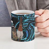 New Zealand Tui Bird Taiaha Ceramic Mug Maori Weapon Paua Shell Mix Silver Fern LT14 - Polynesian Pride