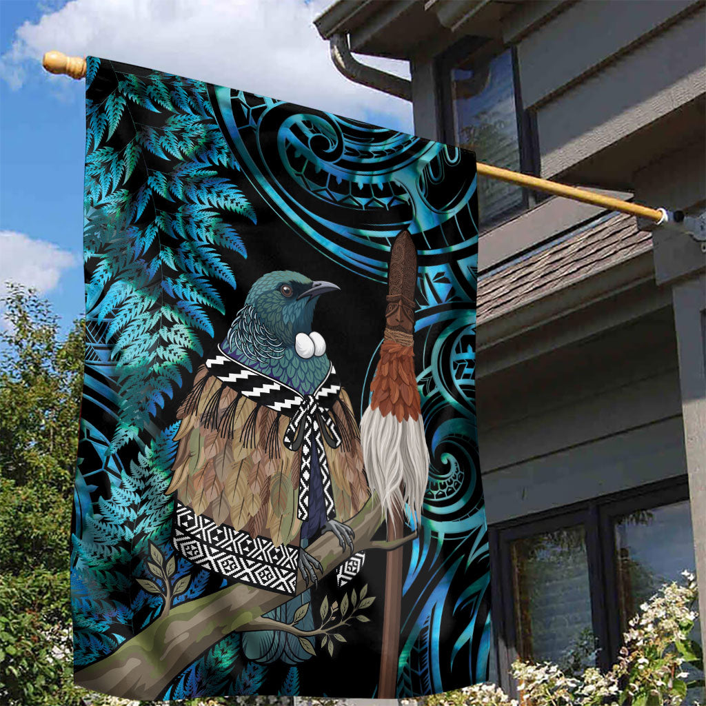 New Zealand Tui Bird Taiaha Garden Flag Maori Weapon Paua Shell Mix Silver Fern LT14 - Polynesian Pride