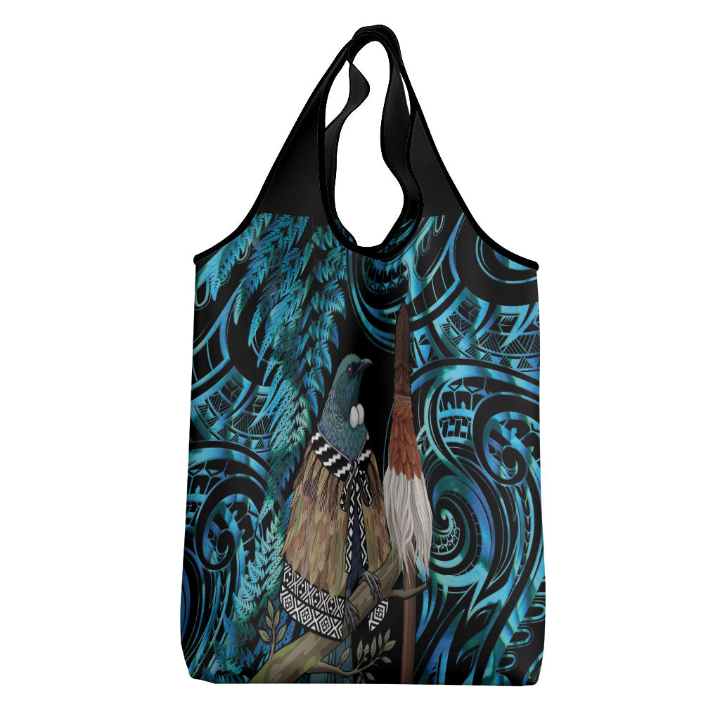 New Zealand Tui Bird Taiaha Grocery Bag Maori Weapon Paua Shell Mix Silver Fern LT14 - Polynesian Pride