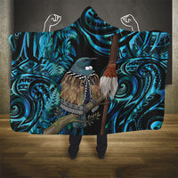 New Zealand Tui Bird Taiaha Hooded Blanket Maori Weapon Paua Shell Mix Silver Fern LT14 - Polynesian Pride