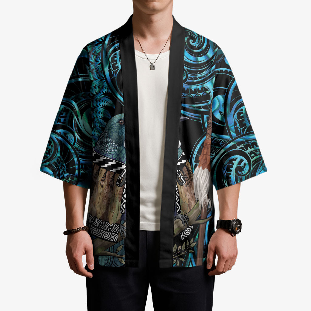 New Zealand Tui Bird Taiaha Kimono Maori Weapon Paua Shell Mix Silver Fern LT14 - Polynesian Pride