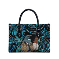 New Zealand Tui Bird Taiaha Leather Bag Maori Weapon Paua Shell Mix Silver Fern LT14 - Polynesian Pride