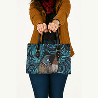 New Zealand Tui Bird Taiaha Leather Bag Maori Weapon Paua Shell Mix Silver Fern LT14 - Polynesian Pride