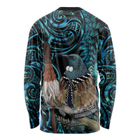 New Zealand Tui Bird Taiaha Long Sleeve Shirt Maori Weapon Paua Shell Mix Silver Fern LT14 - Polynesian Pride