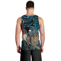 New Zealand Tui Bird Taiaha Men Tank Top Maori Weapon Paua Shell Mix Silver Fern LT14 - Polynesian Pride