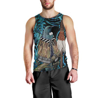 New Zealand Tui Bird Taiaha Men Tank Top Maori Weapon Paua Shell Mix Silver Fern LT14 - Polynesian Pride