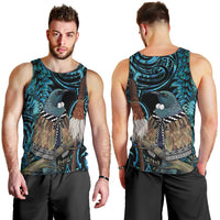 New Zealand Tui Bird Taiaha Men Tank Top Maori Weapon Paua Shell Mix Silver Fern LT14 - Polynesian Pride