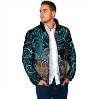 New Zealand Tui Bird Taiaha Padded Jacket Maori Weapon Paua Shell Mix Silver Fern LT14 - Polynesian Pride