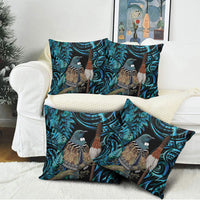 New Zealand Tui Bird Taiaha Pillow Cover Maori Weapon Paua Shell Mix Silver Fern LT14 - Polynesian Pride