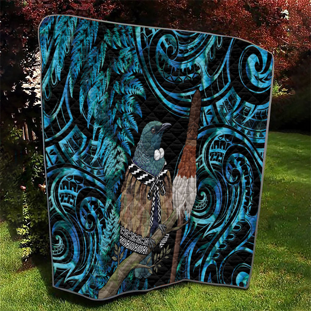 New Zealand Tui Bird Taiaha Quilt Maori Weapon Paua Shell Mix Silver Fern LT14 - Polynesian Pride
