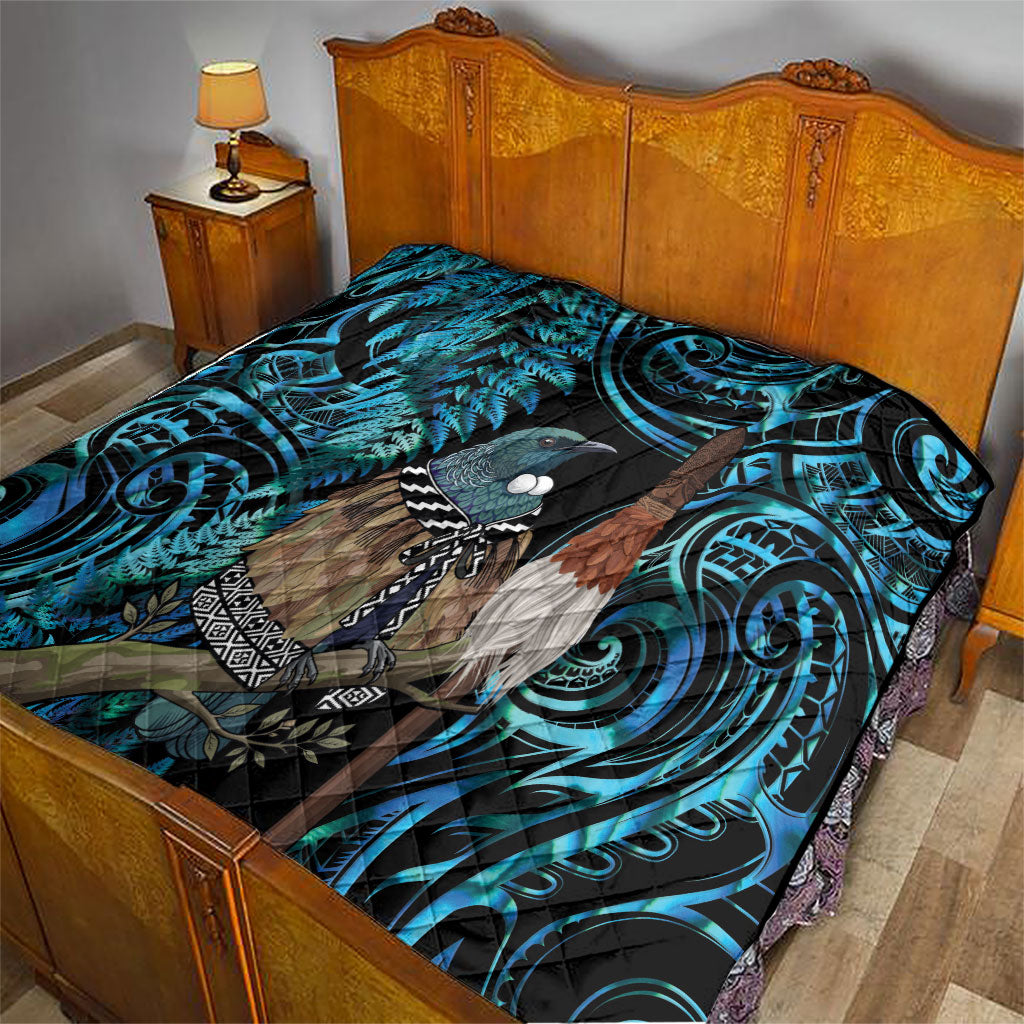 New Zealand Tui Bird Taiaha Quilt Maori Weapon Paua Shell Mix Silver Fern LT14 - Polynesian Pride