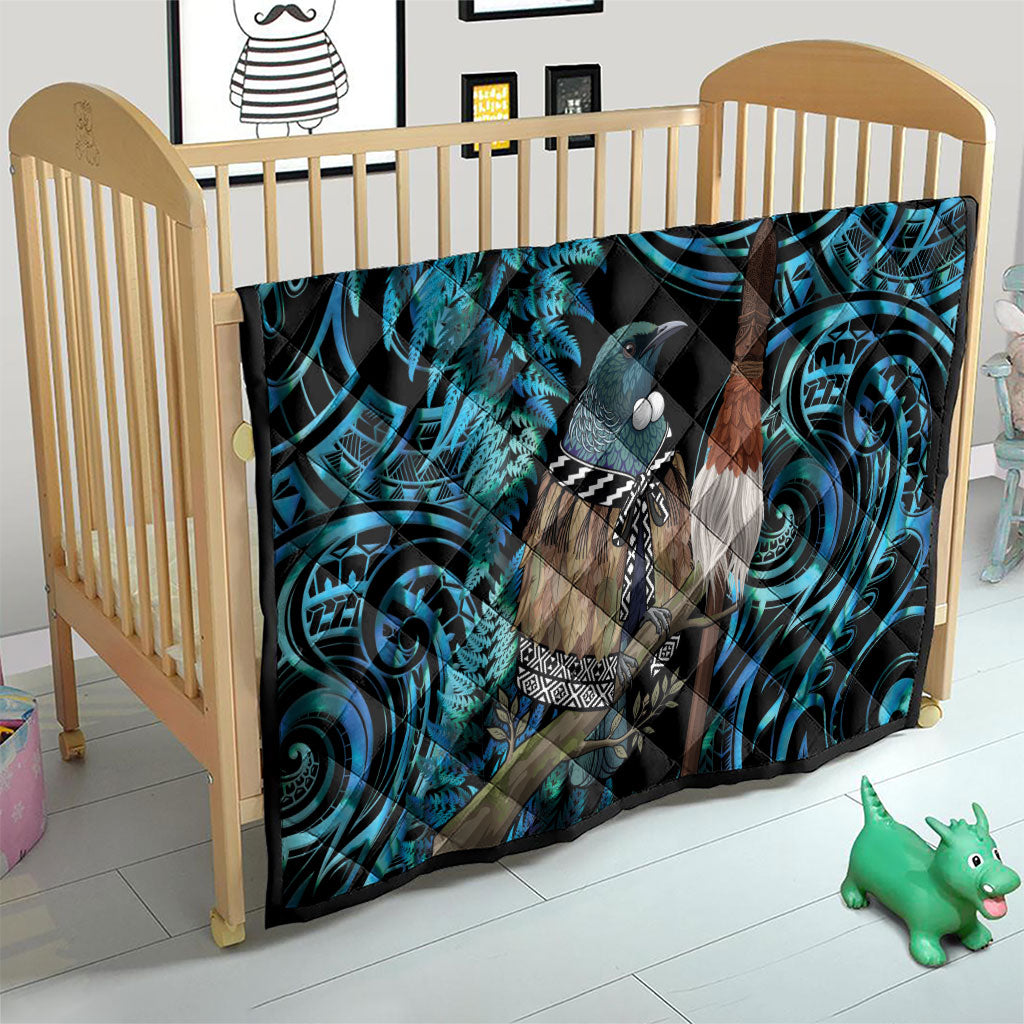 New Zealand Tui Bird Taiaha Quilt Maori Weapon Paua Shell Mix Silver Fern LT14 - Polynesian Pride