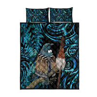 New Zealand Tui Bird Taiaha Quilt Bed Set Maori Weapon Paua Shell Mix Silver Fern LT14 - Polynesian Pride