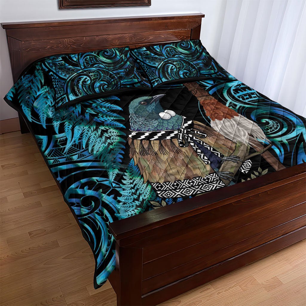 New Zealand Tui Bird Taiaha Quilt Bed Set Maori Weapon Paua Shell Mix Silver Fern LT14 - Polynesian Pride