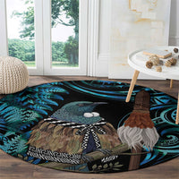New Zealand Tui Bird Taiaha Round Carpet Maori Weapon Paua Shell Mix Silver Fern LT14 - Polynesian Pride