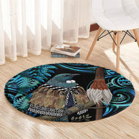New Zealand Tui Bird Taiaha Round Carpet Maori Weapon Paua Shell Mix Silver Fern LT14 - Polynesian Pride