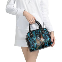 New Zealand Tui Bird Taiaha Shoulder Handbag Maori Weapon Paua Shell Mix Silver Fern LT14 - Polynesian Pride