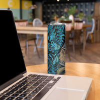 New Zealand Tui Bird Taiaha Skinny Tumbler Maori Weapon Paua Shell Mix Silver Fern LT14 - Polynesian Pride
