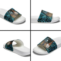 New Zealand Tui Bird Taiaha Slide Sandals Maori Weapon Paua Shell Mix Silver Fern LT14 - Polynesian Pride
