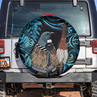 New Zealand Tui Bird Taiaha Spare Tire Cover Maori Weapon Paua Shell Mix Silver Fern LT14 Turquoise - Polynesian Pride