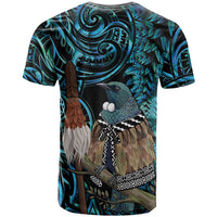 New Zealand Tui Bird Taiaha T Shirt Maori Weapon Paua Shell Mix Silver Fern LT14 - Polynesian Pride